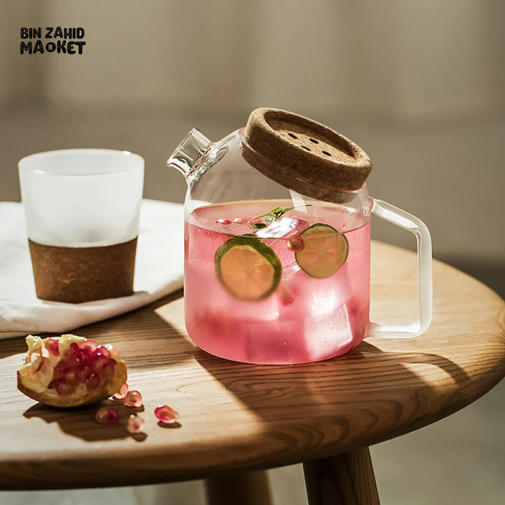 BEVERAGE DISPENSER COLD WATER JUICE JUG TEAPOT GLASS LEMONADE CONTAINER HEAT RESISTANT KITCHEN JUG - Image 10