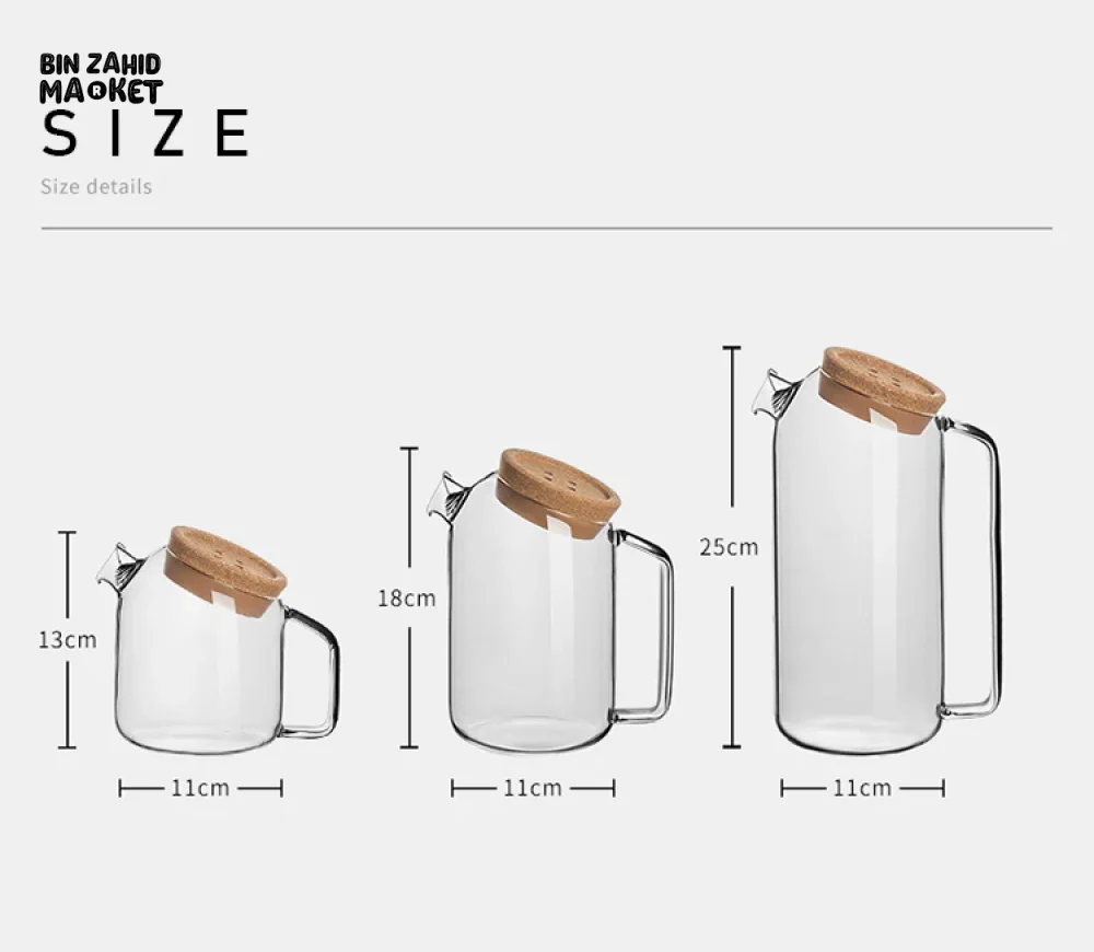 BEVERAGE DISPENSER COLD WATER JUICE JUG TEAPOT GLASS LEMONADE CONTAINER HEAT RESISTANT KITCHEN JUG - Image 13