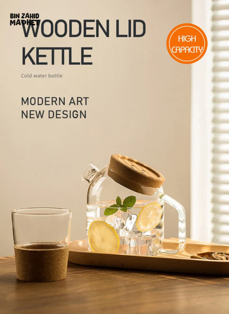 BEVERAGE DISPENSER COLD WATER JUICE JUG TEAPOT GLASS LEMONADE CONTAINER HEAT RESISTANT KITCHEN JUG - Image 14