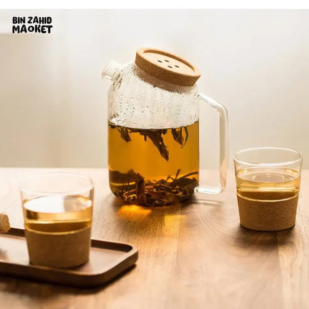 BEVERAGE DISPENSER COLD WATER JUICE JUG TEAPOT GLASS LEMONADE CONTAINER HEAT RESISTANT KITCHEN JUG - Image 4