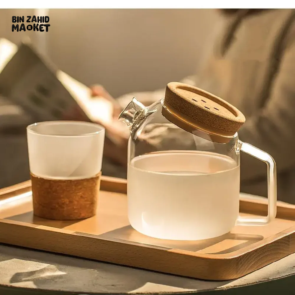 BEVERAGE DISPENSER COLD WATER JUICE JUG TEAPOT GLASS LEMONADE CONTAINER HEAT RESISTANT KITCHEN JUG - Image 5