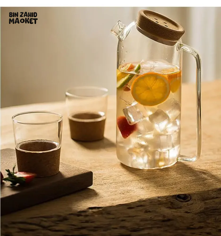 BEVERAGE DISPENSER COLD WATER JUICE JUG TEAPOT GLASS LEMONADE CONTAINER HEAT RESISTANT KITCHEN JUG - Image 6