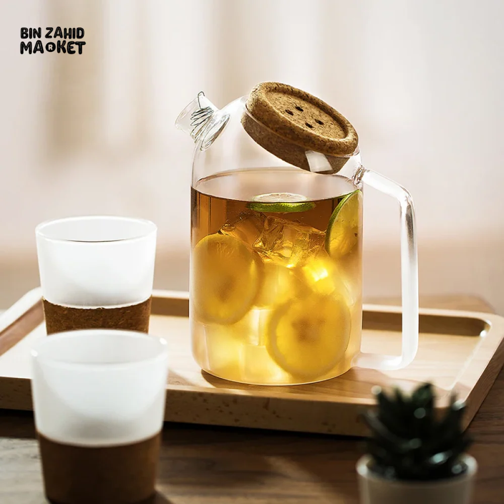 BEVERAGE DISPENSER COLD WATER JUICE JUG TEAPOT GLASS LEMONADE CONTAINER HEAT RESISTANT KITCHEN JUG - Image 8