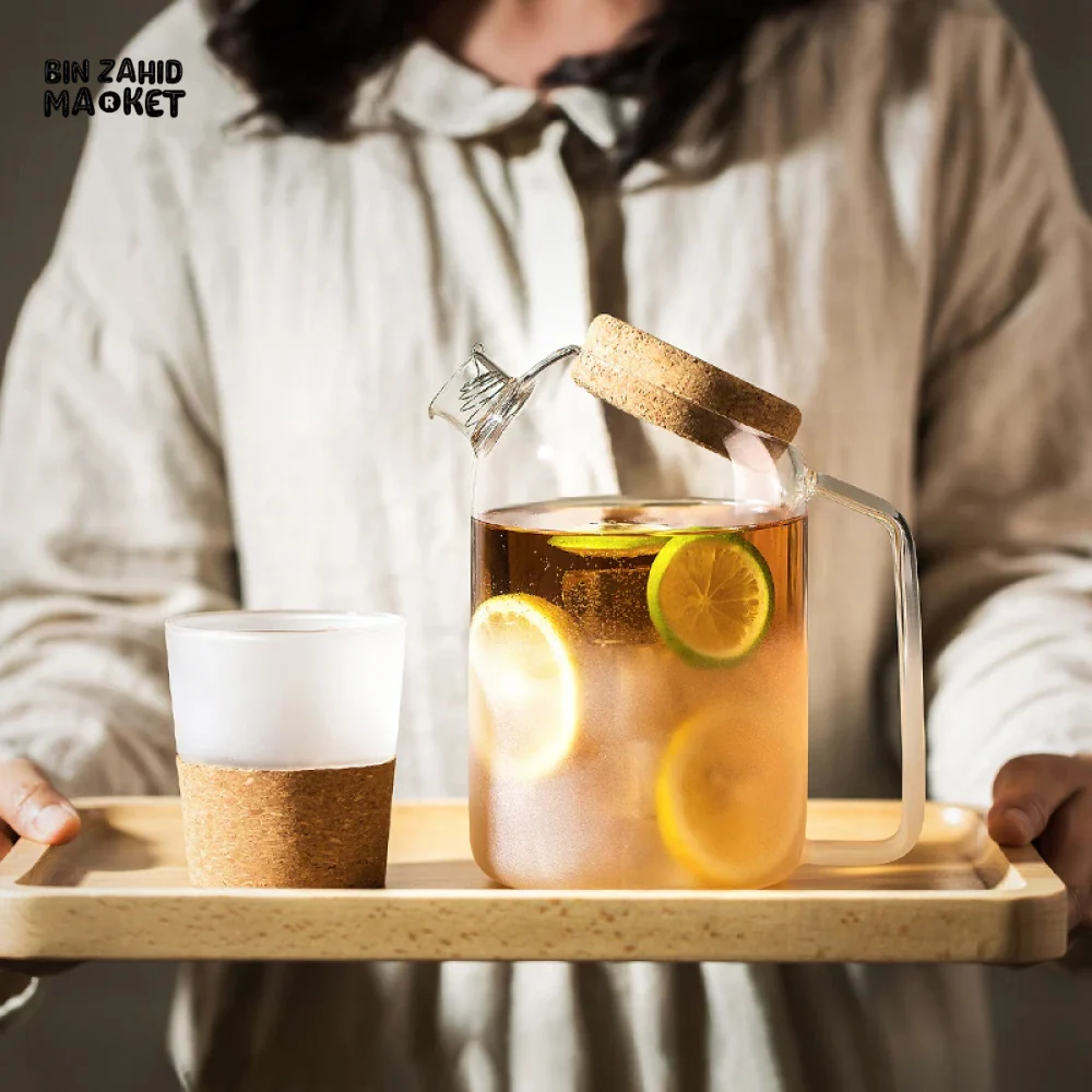 BEVERAGE DISPENSER COLD WATER JUICE JUG TEAPOT GLASS LEMONADE CONTAINER HEAT RESISTANT KITCHEN JUG - Image 9