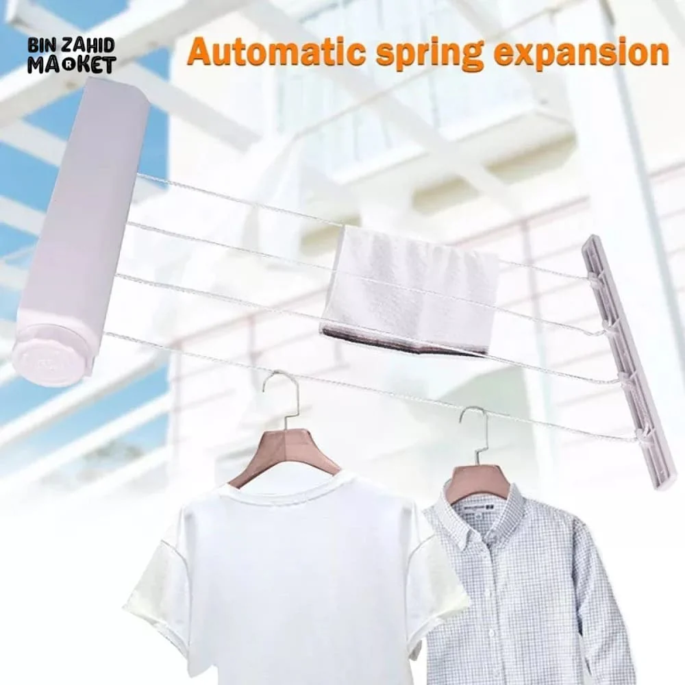 RETRACTABLE CLOTHES HANGING LINE 3.7 METRES - Image 4