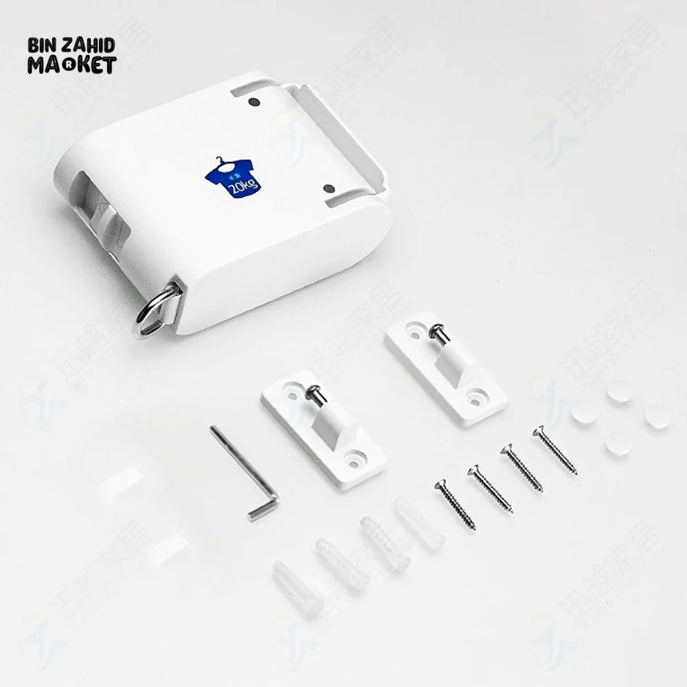 RETRACTABLE CLOTHESLINE INDOOR OUTDOOR DRYING RACK ROPE TENSIONER - Image 3