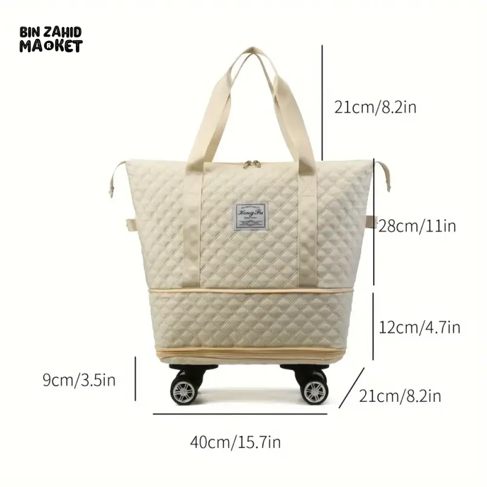 ROLLING DUFFLE BAG EXPANDABLE WITH WHEELS MULTIPLE POCKET SHOULDER HANDBAG - Image 13