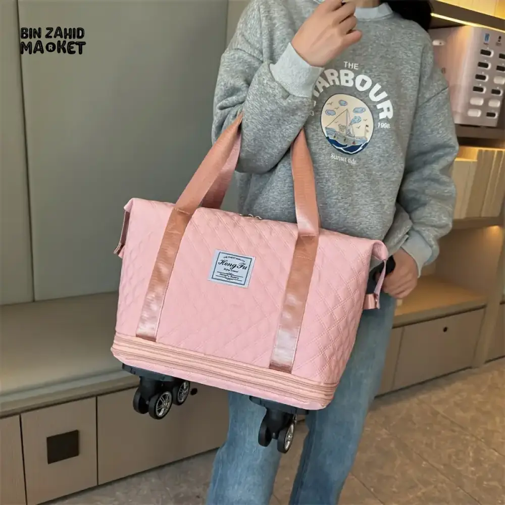 ROLLING DUFFLE BAG EXPANDABLE WITH WHEELS MULTIPLE POCKET SHOULDER HANDBAG - Image 4