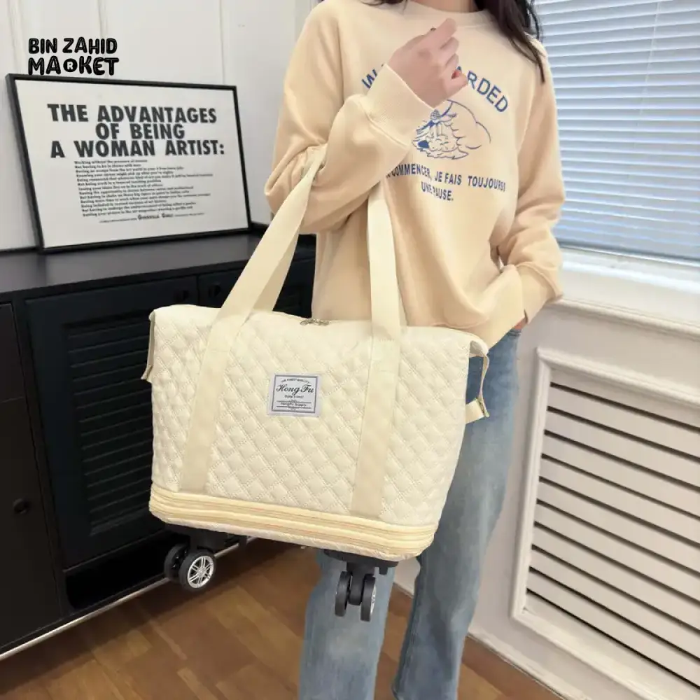 ROLLING DUFFLE BAG EXPANDABLE WITH WHEELS MULTIPLE POCKET SHOULDER HANDBAG - Image 5