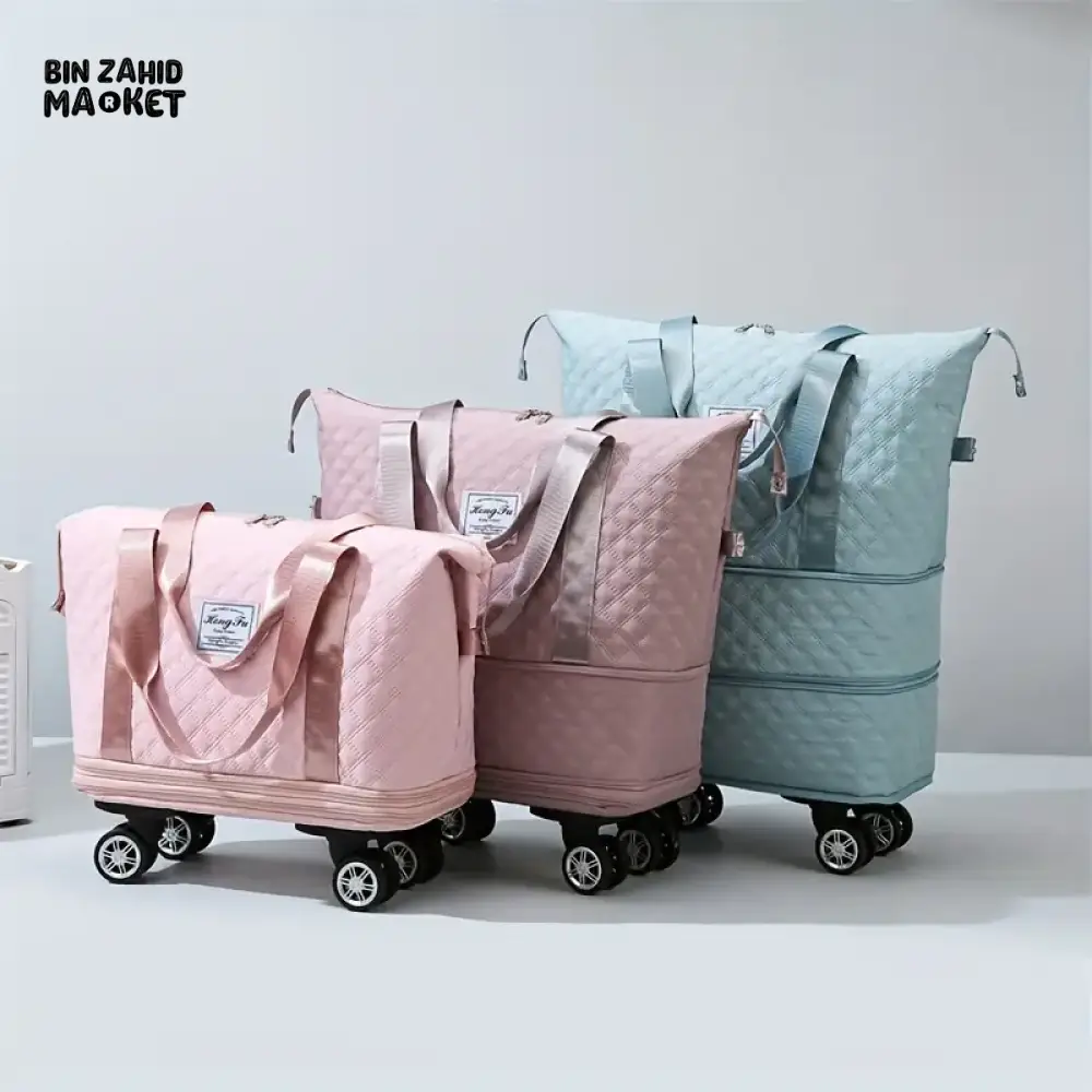 ROLLING DUFFLE BAG EXPANDABLE WITH WHEELS MULTIPLE POCKET SHOULDER HANDBAG - Image 6