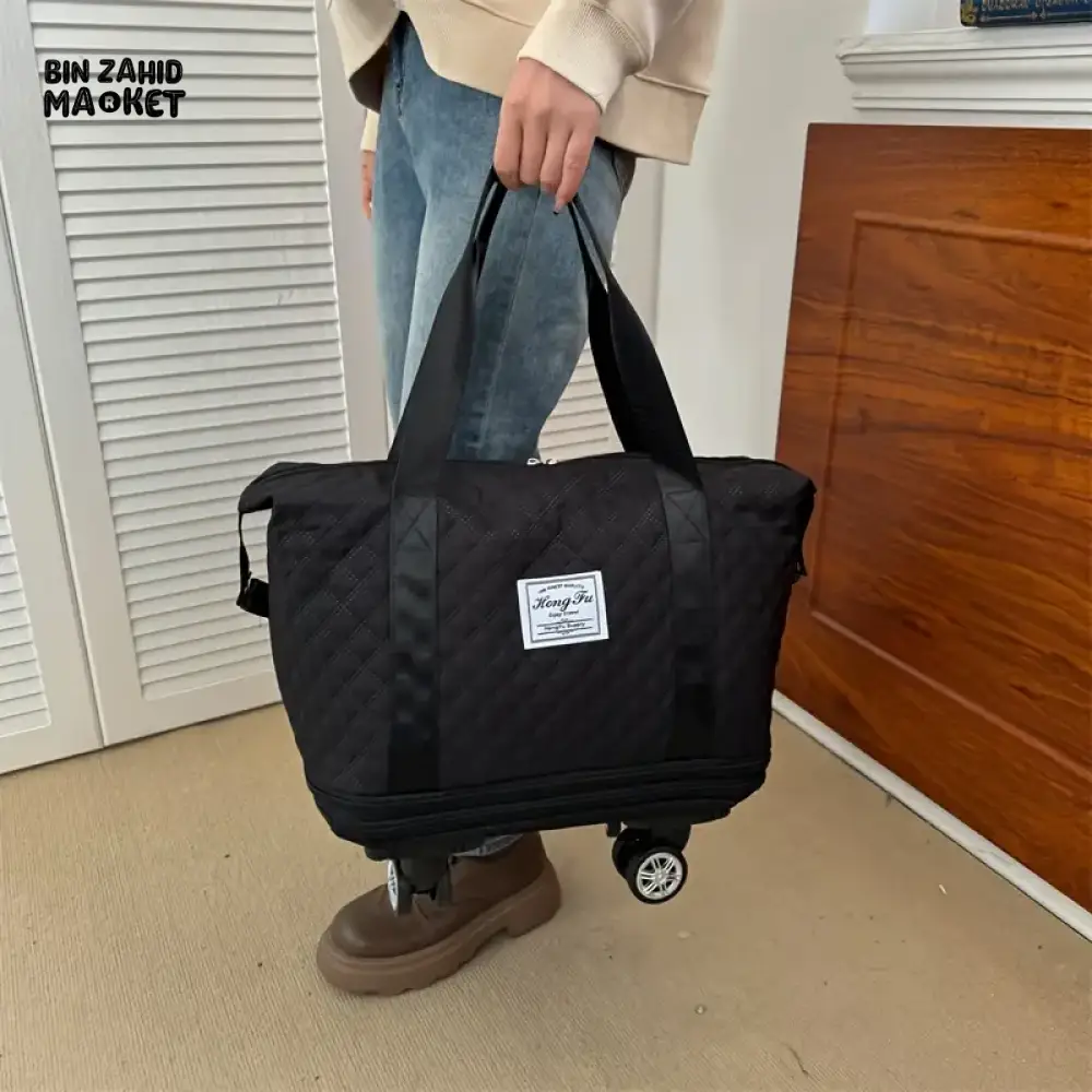 ROLLING DUFFLE BAG EXPANDABLE WITH WHEELS MULTIPLE POCKET SHOULDER HANDBAG - Image 7