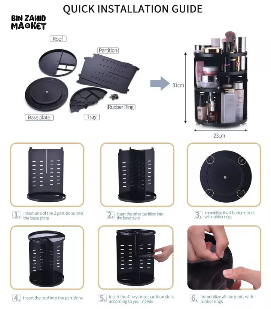 ROTATING COSMETIC ORGANIZER - BLACK - Image 5