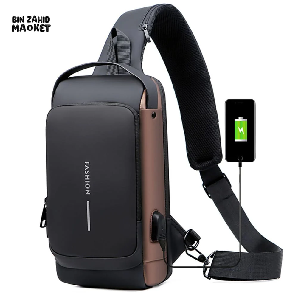 SPORT SLING BAG WITH USB CHARGING, PASSWORD LOCK, LARGE CAPACITY, WATER RESISTANT, ANTI-THEFT CROSSBODY BAG - Image 7