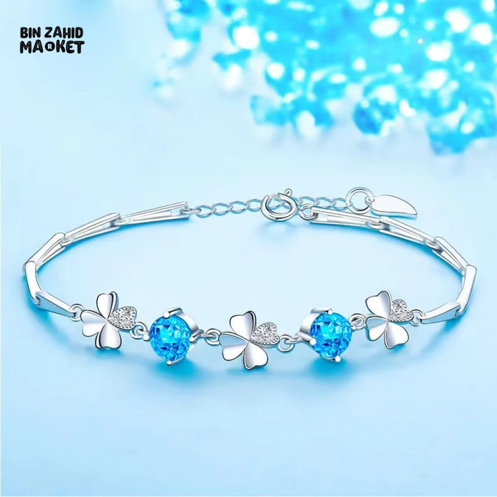 STERLING SILVER ZIRCONIA GOOD LUCK CHARMS BRACELET - Image 4