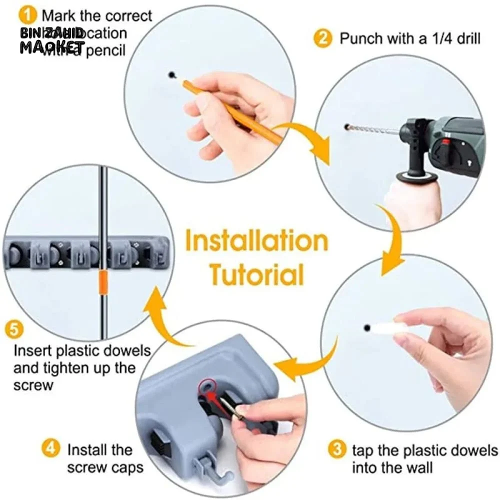 WALL MOUNTED MOP & BROOM HOLDER - Image 10