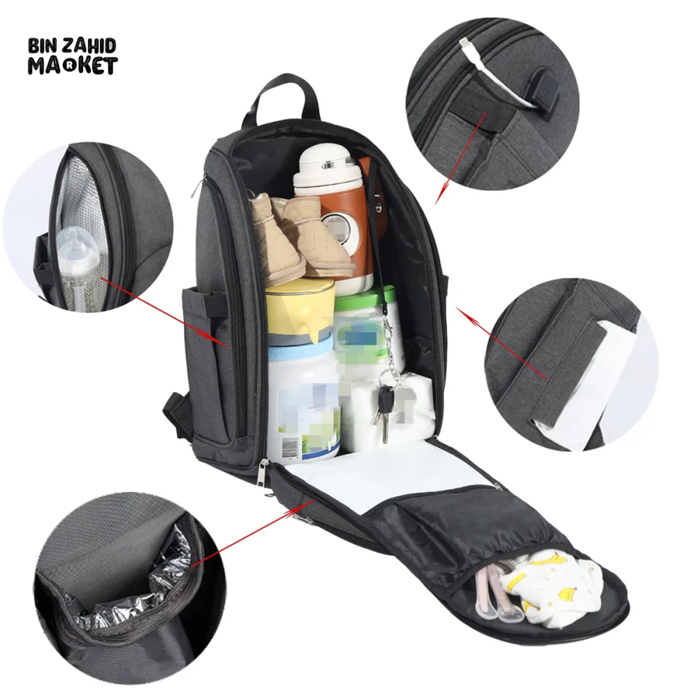 WATERPROOF MOMMY BAG HIGH-END MULTI-FUNCTIONAL BACKPACK - Image 3