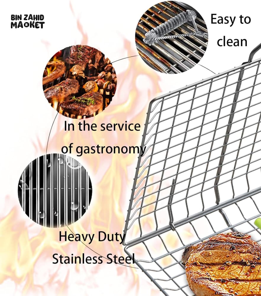 WOODEN HANDLE BARBEQUE MESH NET - Image 3