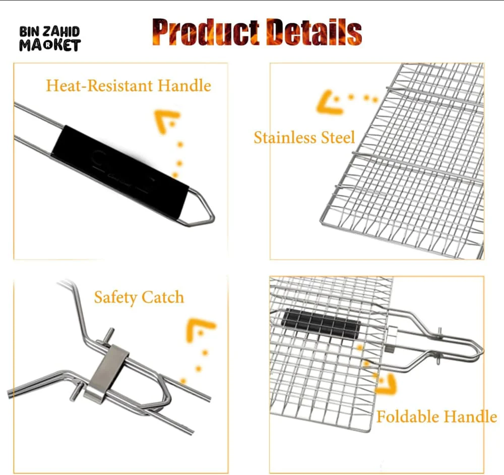WOODEN HANDLE BARBEQUE MESH NET - Image 5