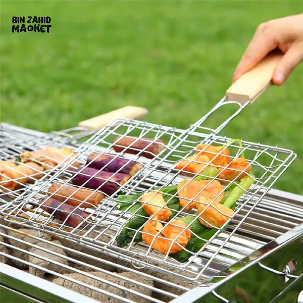WOODEN HANDLE BARBEQUE MESH NET - Image 6