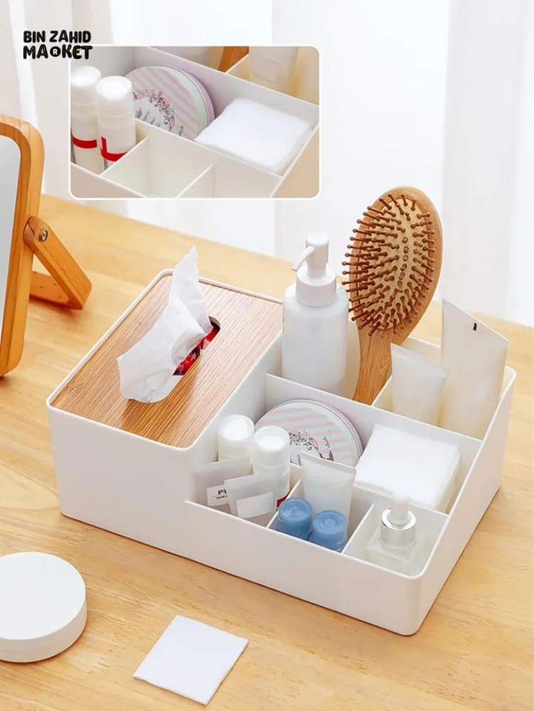 WOODEN TISSUE BOX WITH SHELVES - Image 3