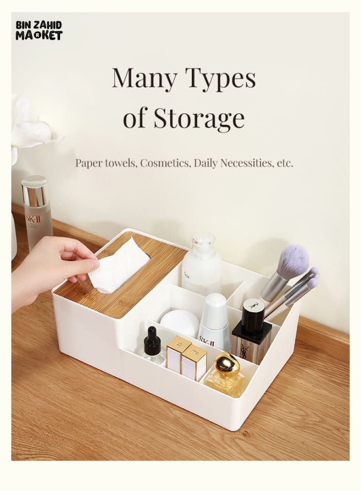 WOODEN TISSUE BOX WITH SHELVES - Image 4