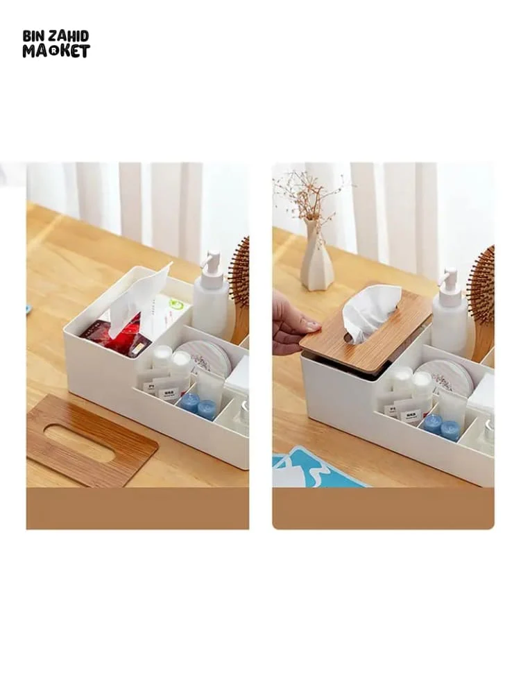 WOODEN TISSUE BOX WITH SHELVES - Image 6